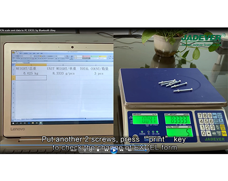 Jadever counting scale sent weight data to PC EXCEL by Bluetooth Ukey module